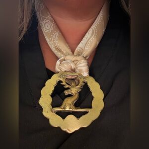 Brass Stag Medallion with Scarf Necklace